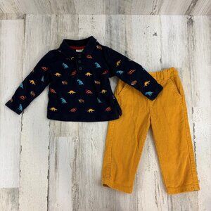 Jojo Maman Bebe Baby Boys 6 to 12 M Dinosaur Polo Corduroy Pants Set